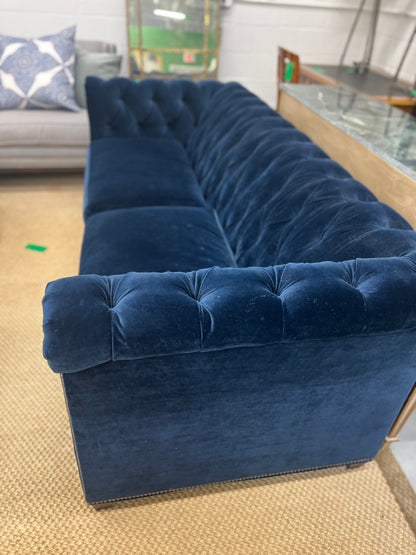Custom Blue Velvet Sofa