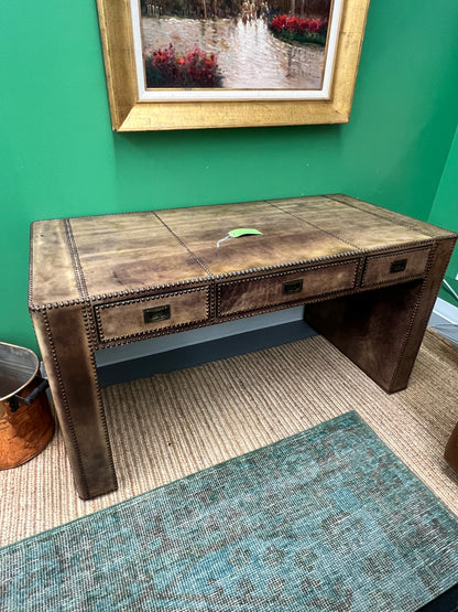 RH Mayfair Leather Steamer Trunk Desk