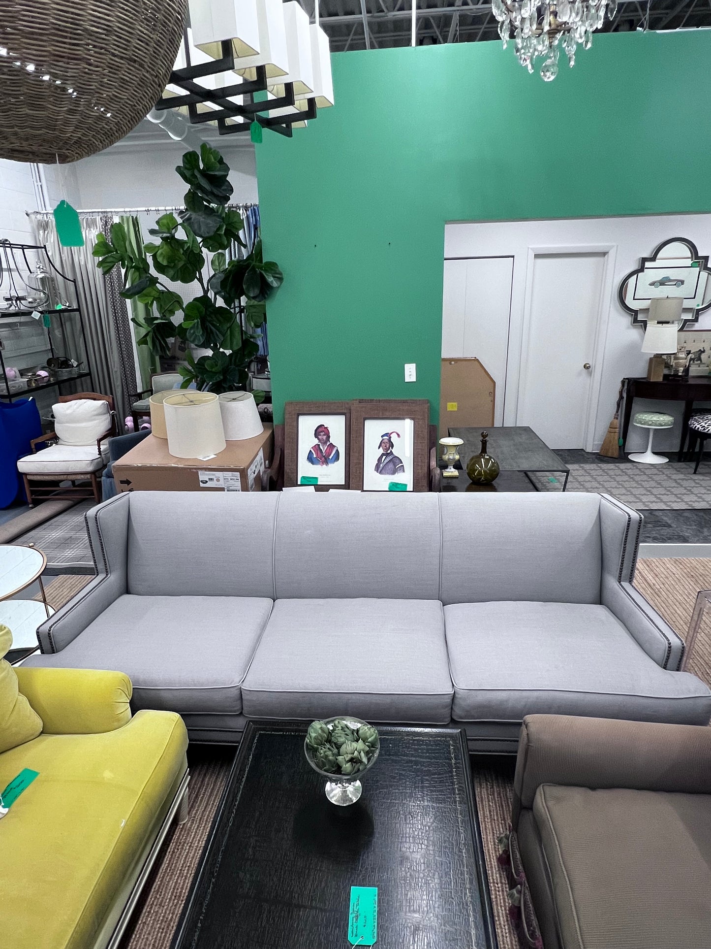 Mitchell Gold Bob Williams Wingback Gray Sofa