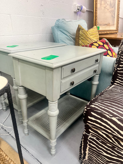 French Blue Cane Bottom Side Table