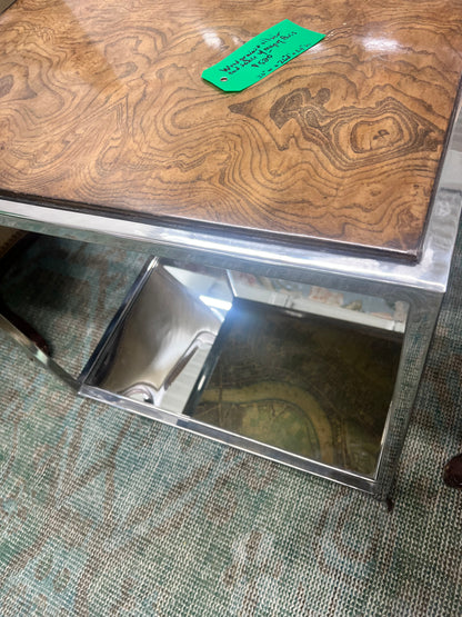 Burl Wood Top Side Table