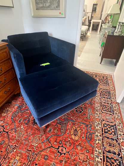 Room & Board Cobalt Velvet Club Chair & Ottoman
