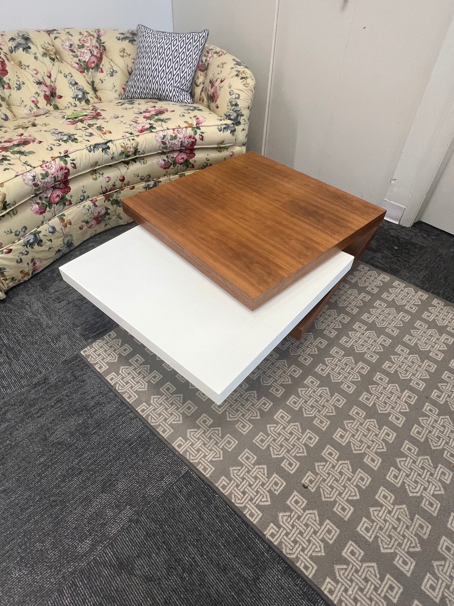 Modern Walnut & Acrylic Coffee Table
