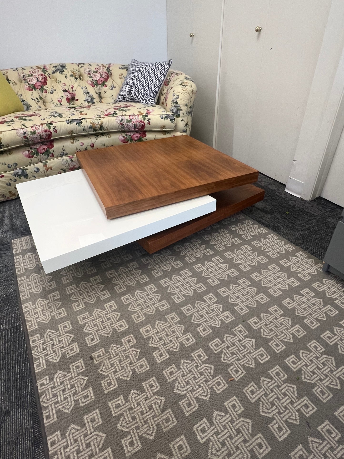 Modern Walnut & Acrylic Coffee Table