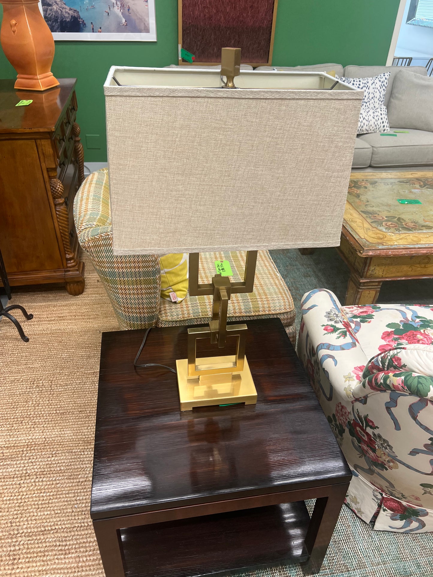 Antique Brass Square Link Lamp