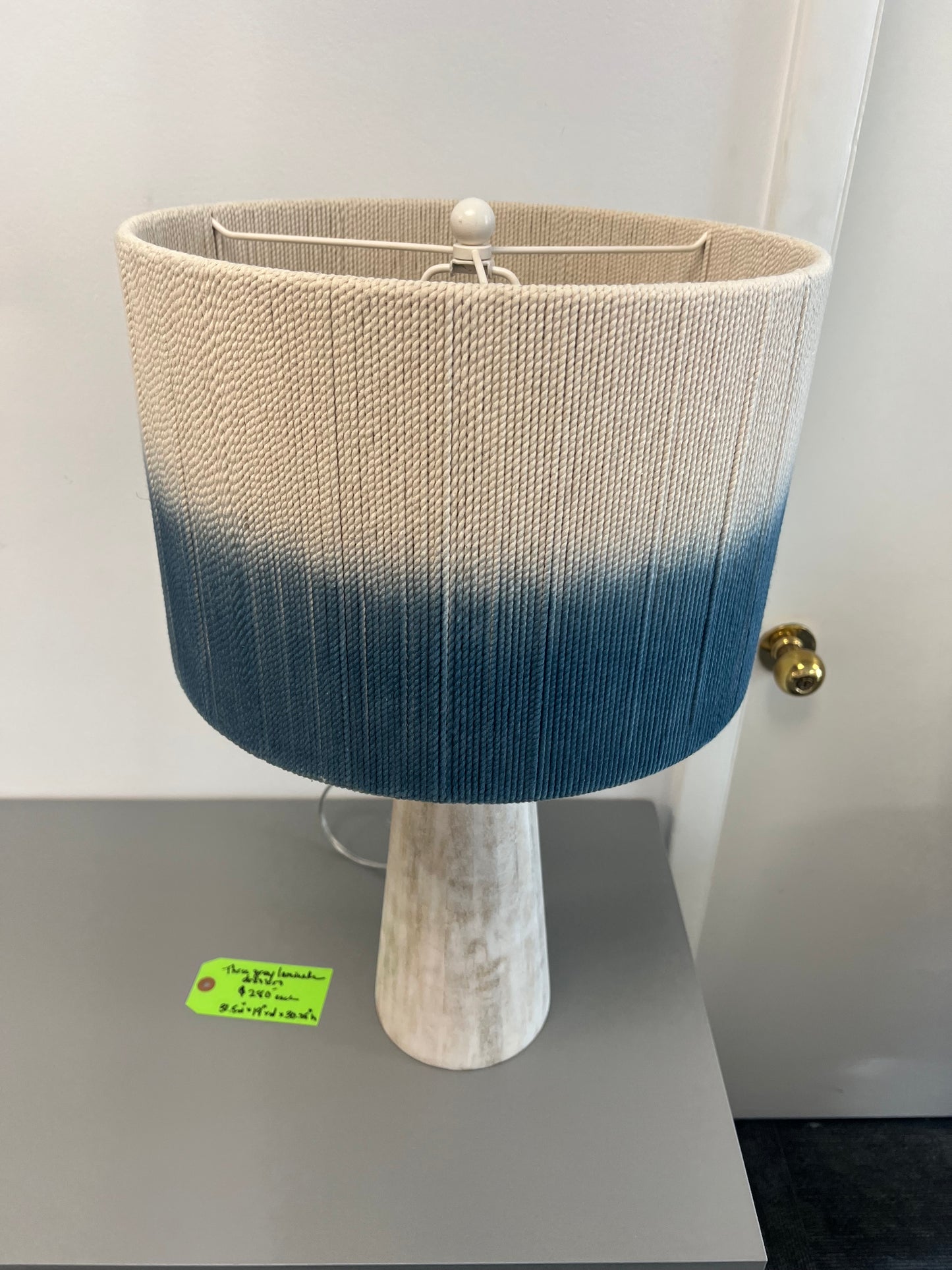Bleached Wood Lamp With Rope Shade
