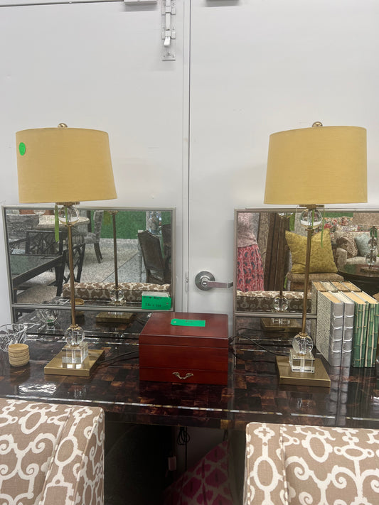 Brass And Glass Buffet Lamp