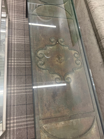 French Door Glass Top Coffee Table