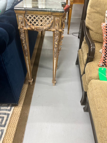 Italian Made French Louis XVI Style Marble Console With Gold Leaf