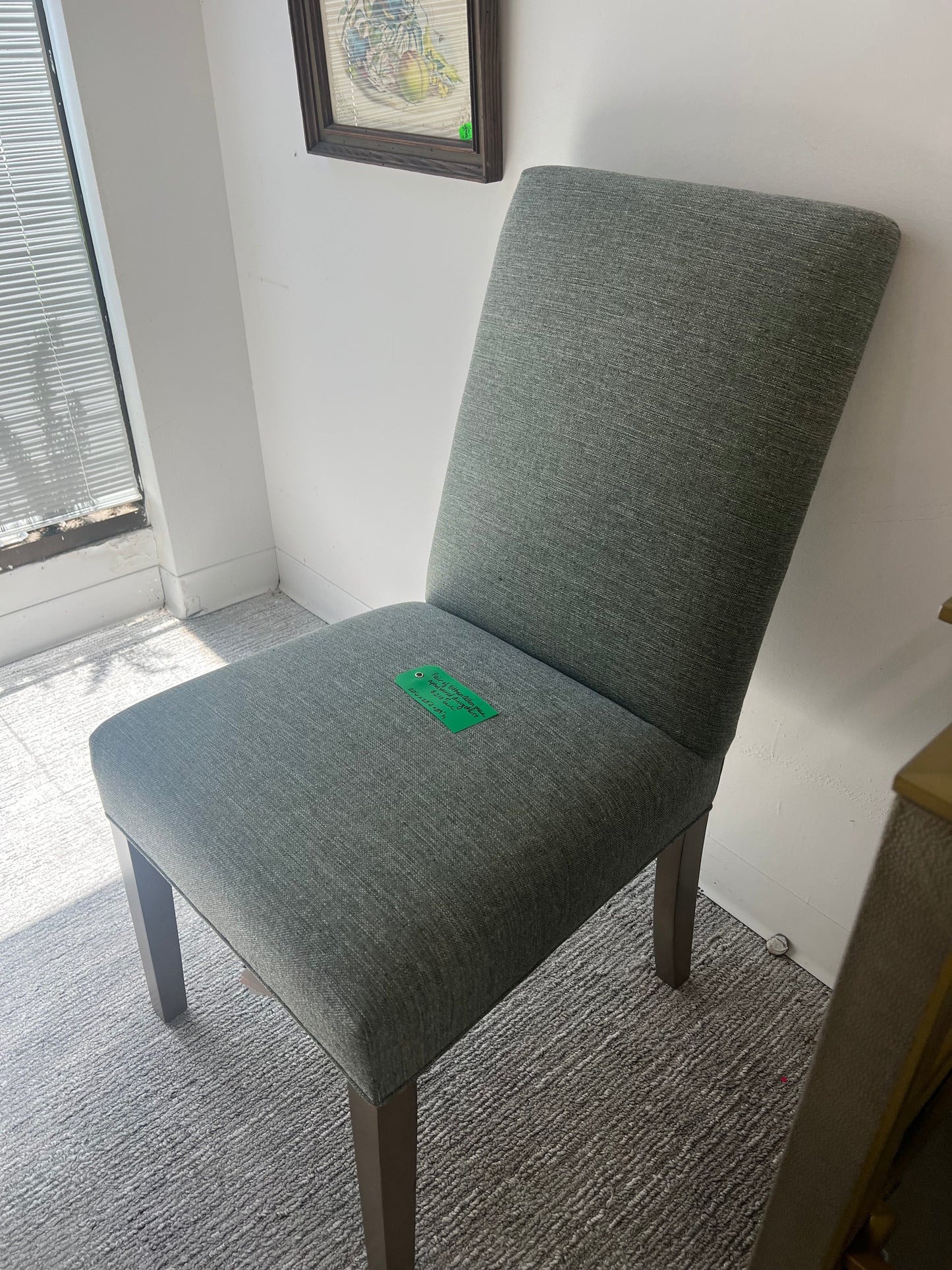 Ethan Allen Upholstered Green End Chair