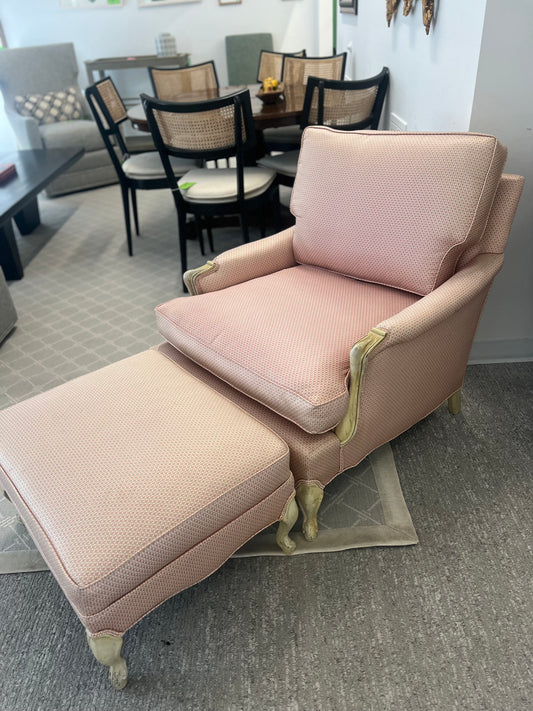 French Silk Chair With Ottoman