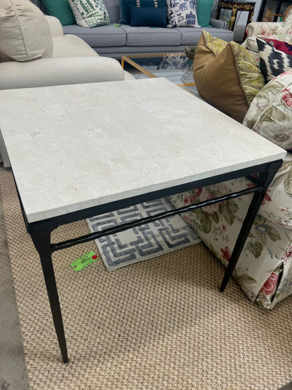 Travertine And Iron Table