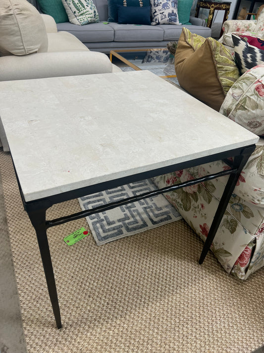 Travertine And Iron Table