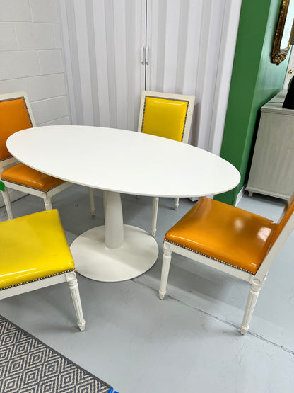 White Oval Pedestal Table