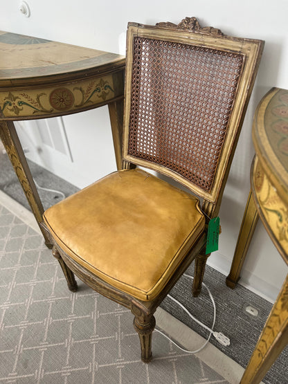 Louis XVI Cane Back Occasional Chair With Leather Seat