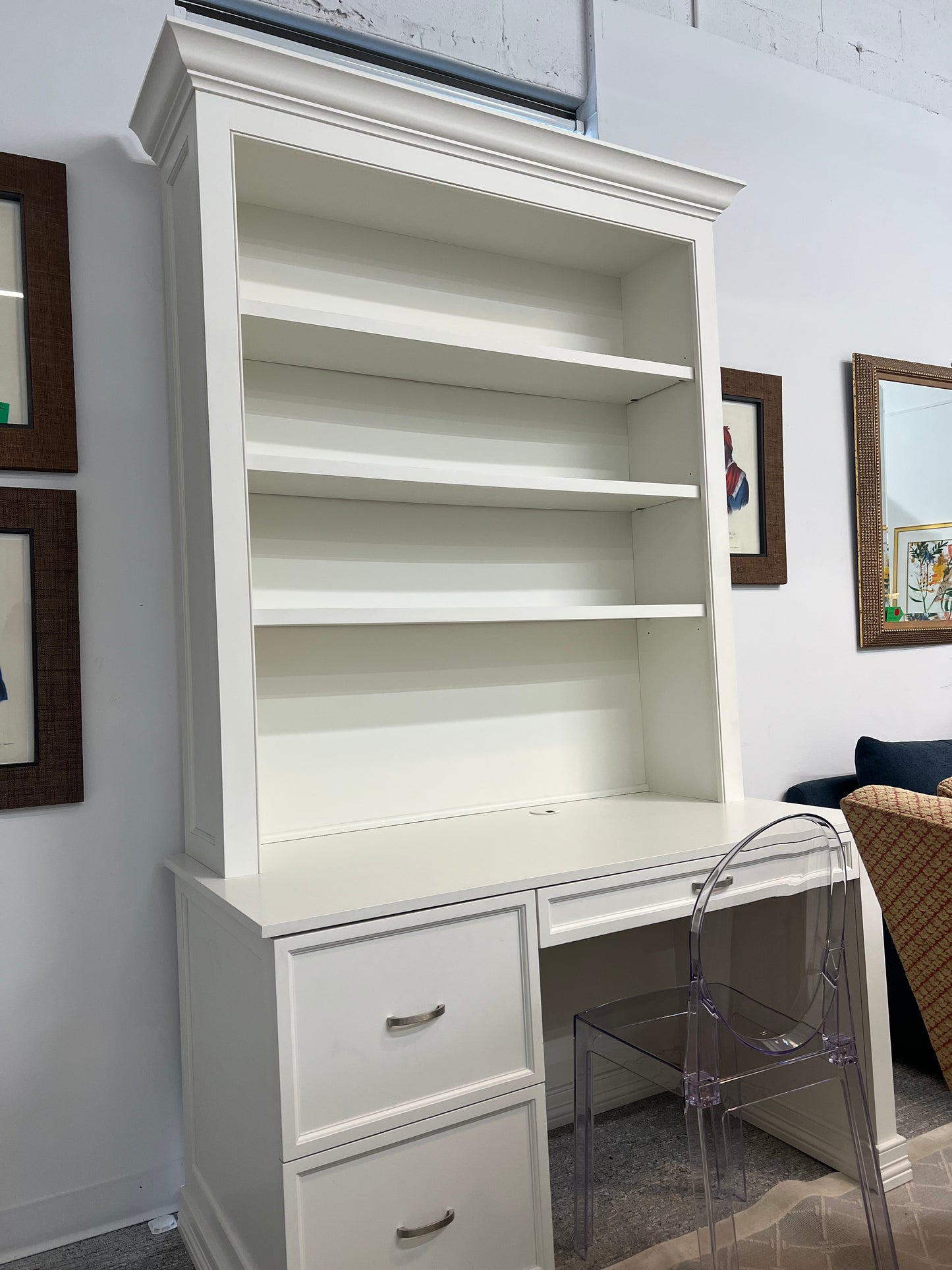 White Desk And Bookshelf