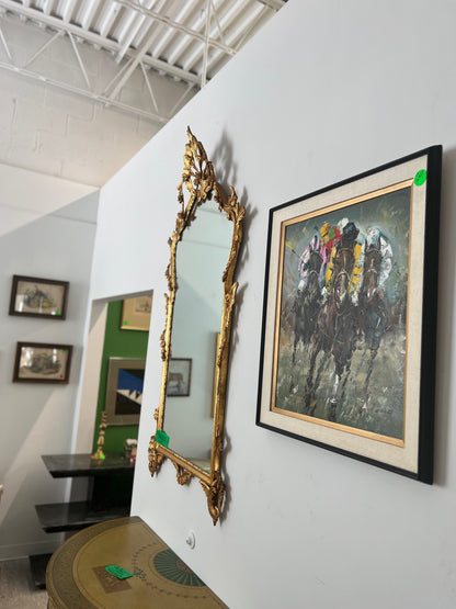 Antique Italian Hand Carved Wood Gilt Mirror In Gold Leaf