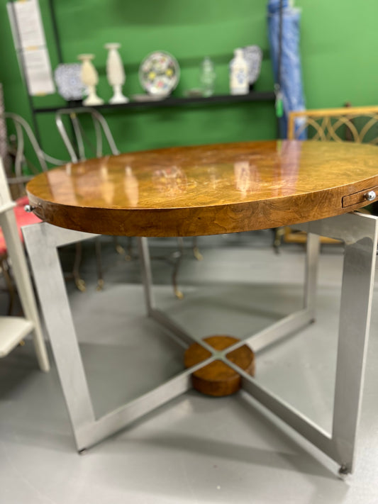 Wood And Chrome Round Table