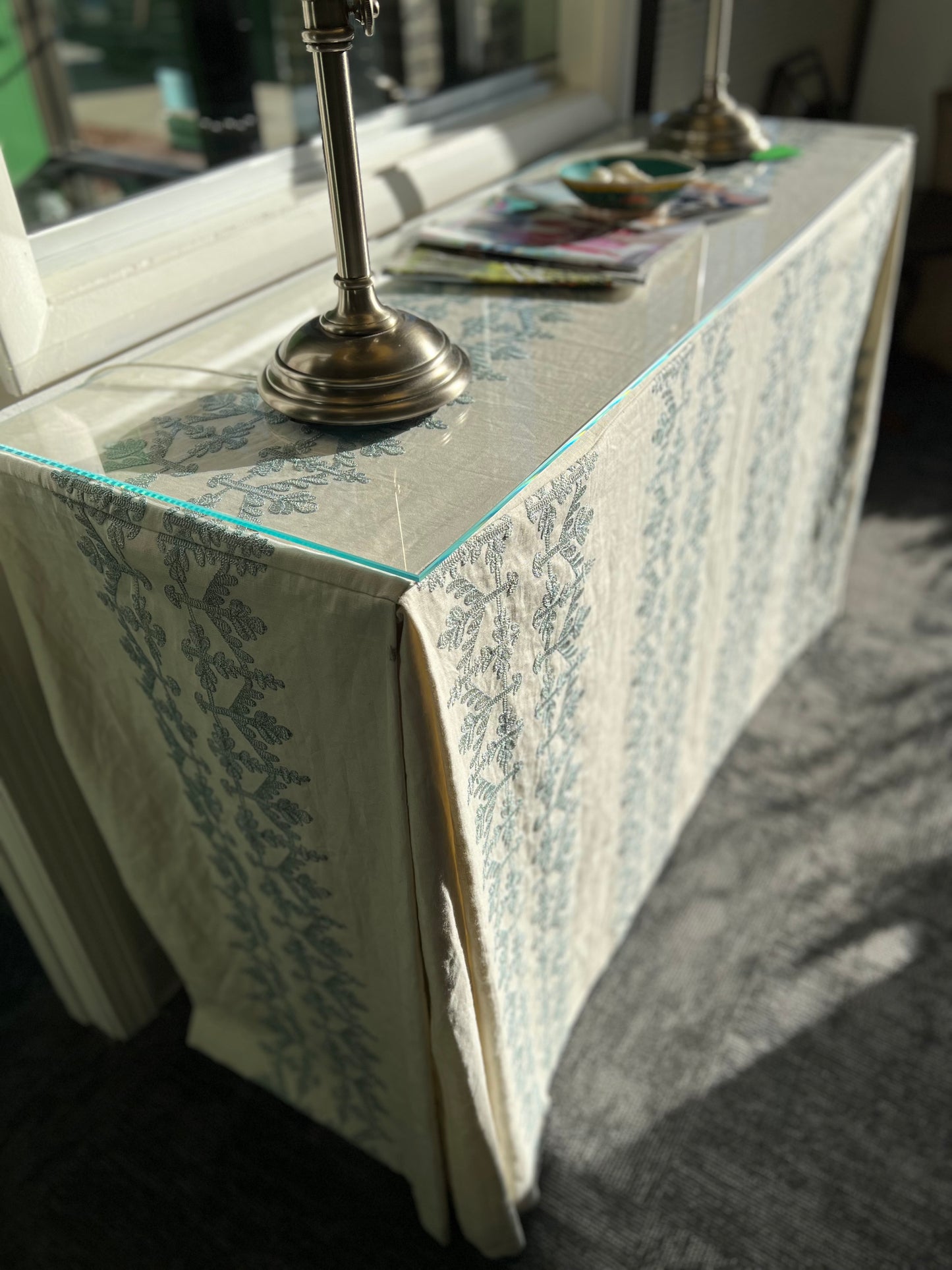 Skirted Console With Glass Top