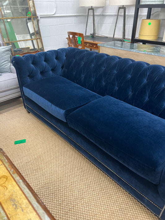 Custom Blue Velvet Sofa