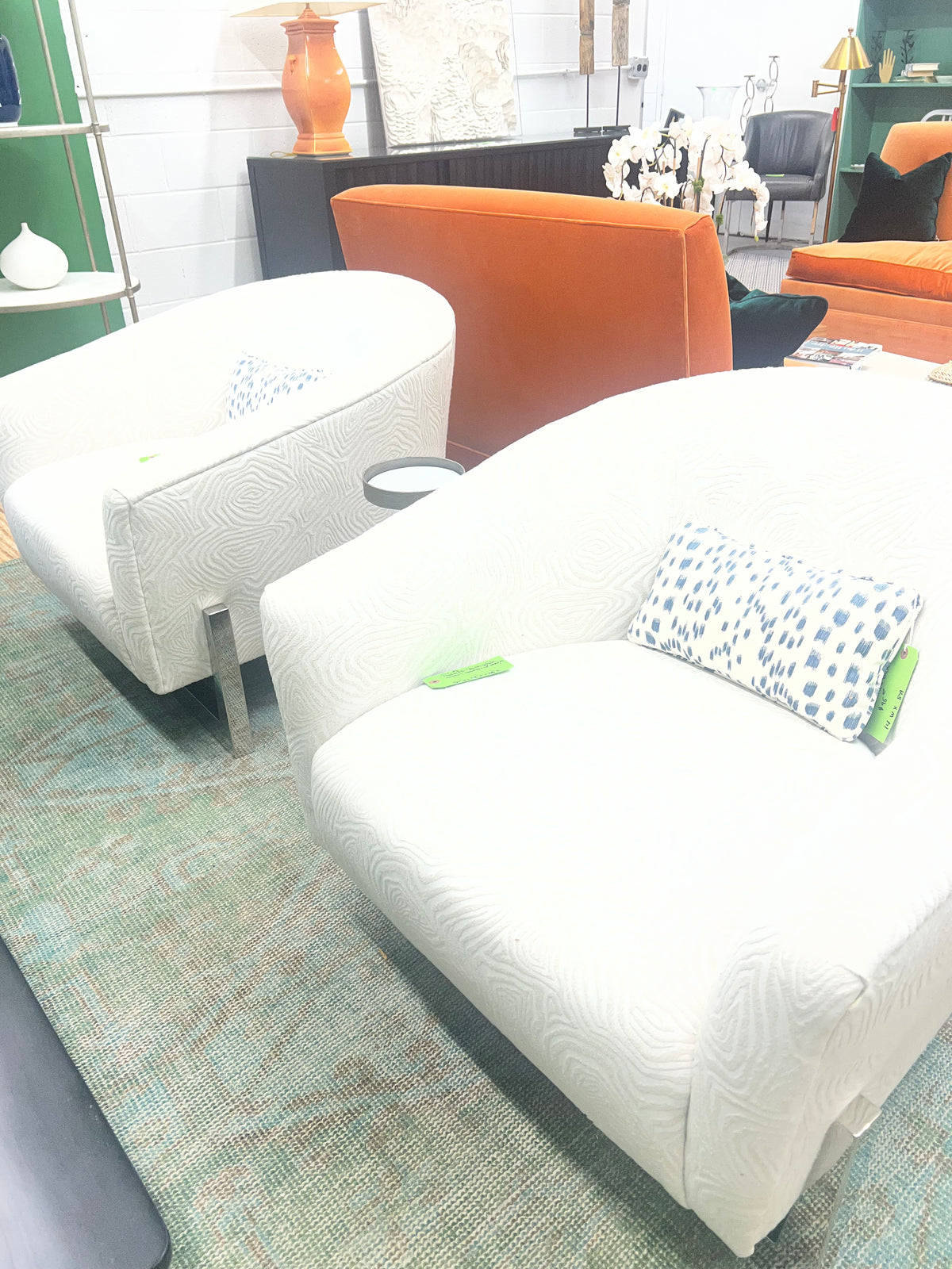 Walter E.Smithe Club Chairs With Chrome Frame