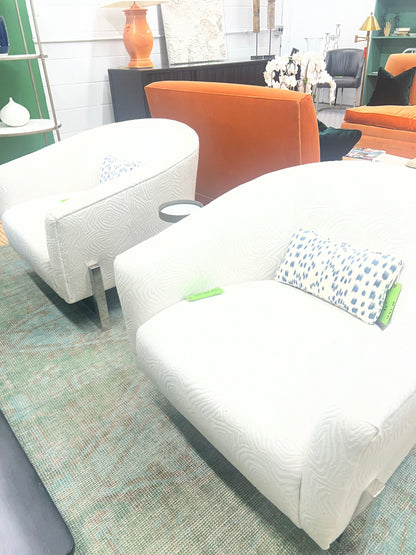 Walter E.Smithe Club Chairs With Chrome Frame