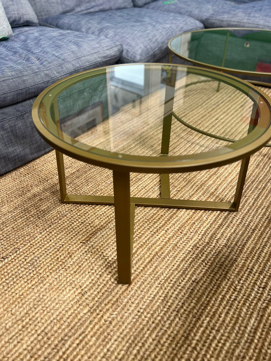 Small Round Glass And Metal Tabls