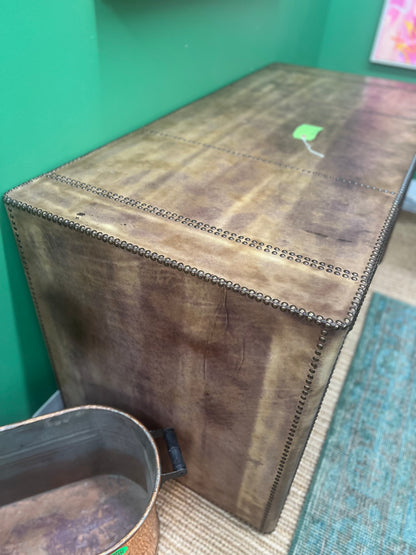 RH Mayfair Leather Steamer Trunk Desk
