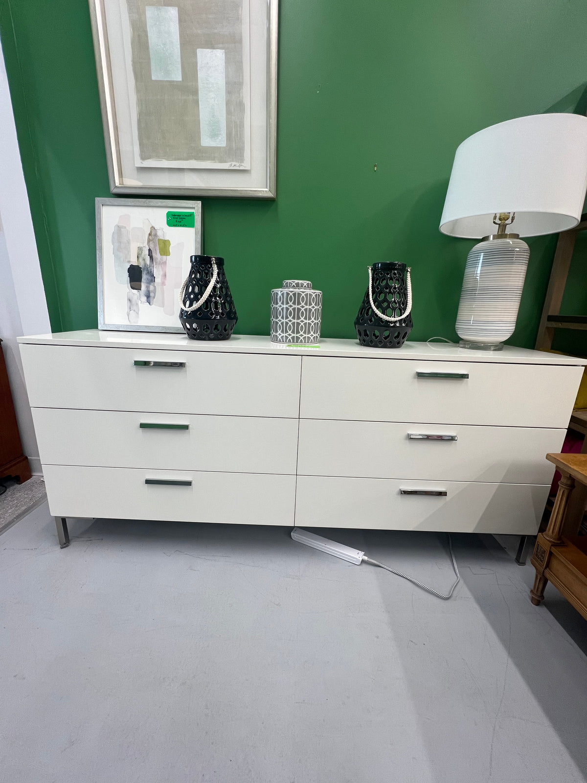 White Six Drawer Dresser