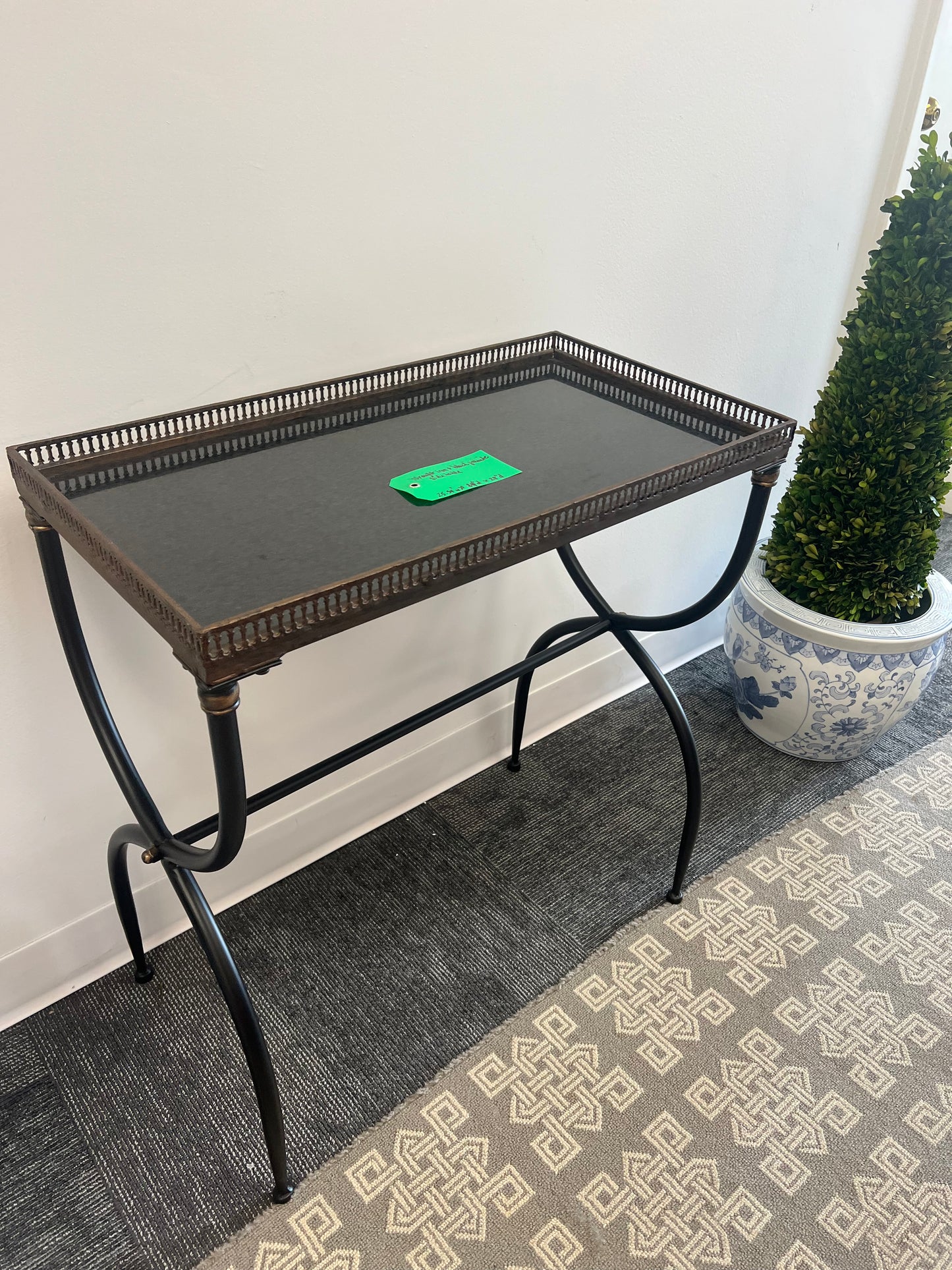 Wrought Iron black Granite Side Table