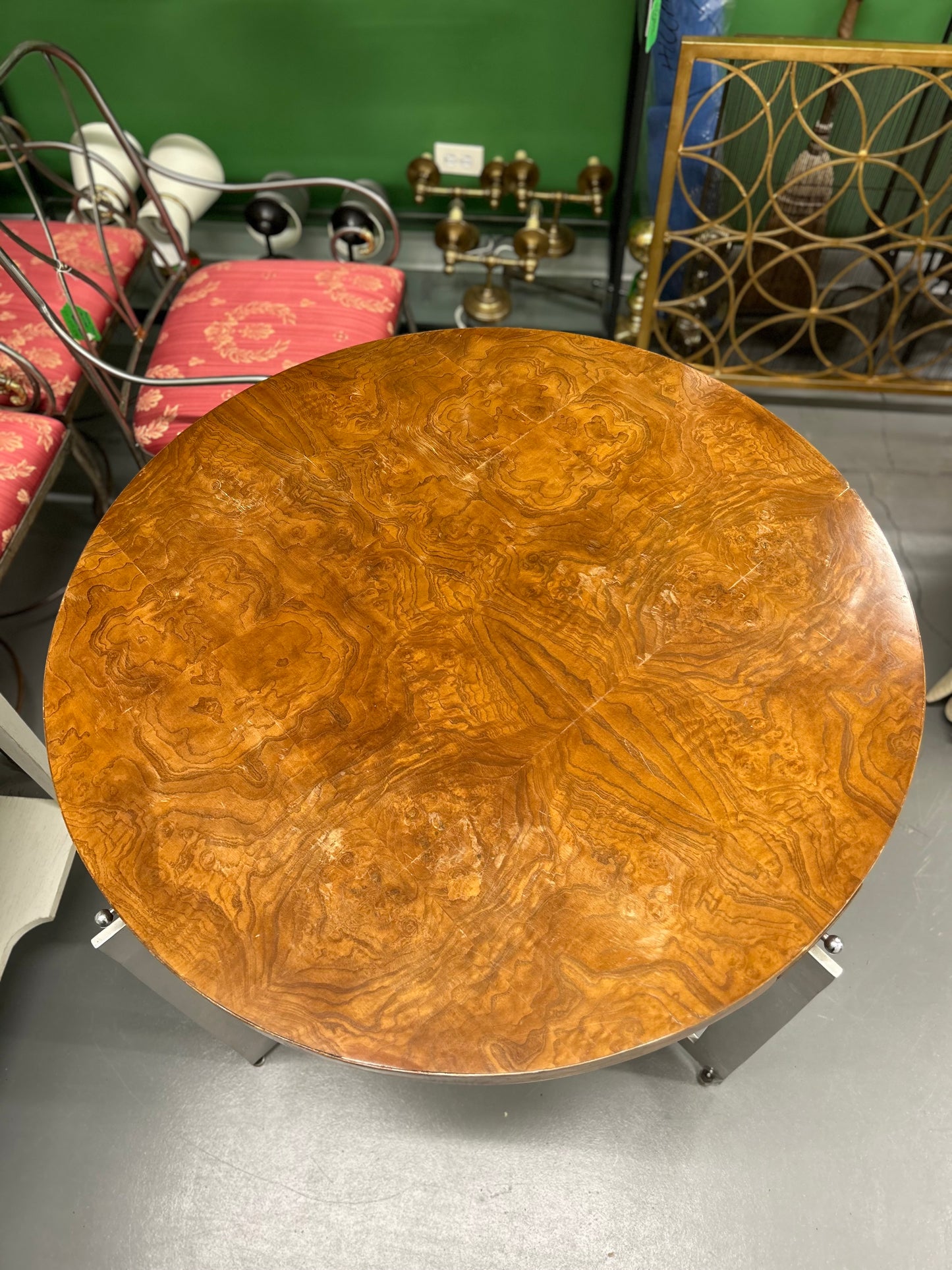 Wood And Chrome Round Table