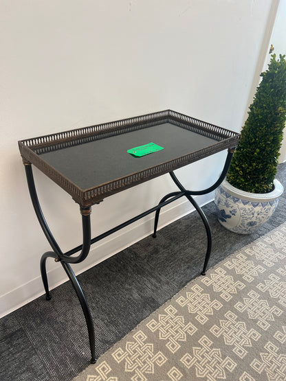 Wrought Iron black Granite Side Table