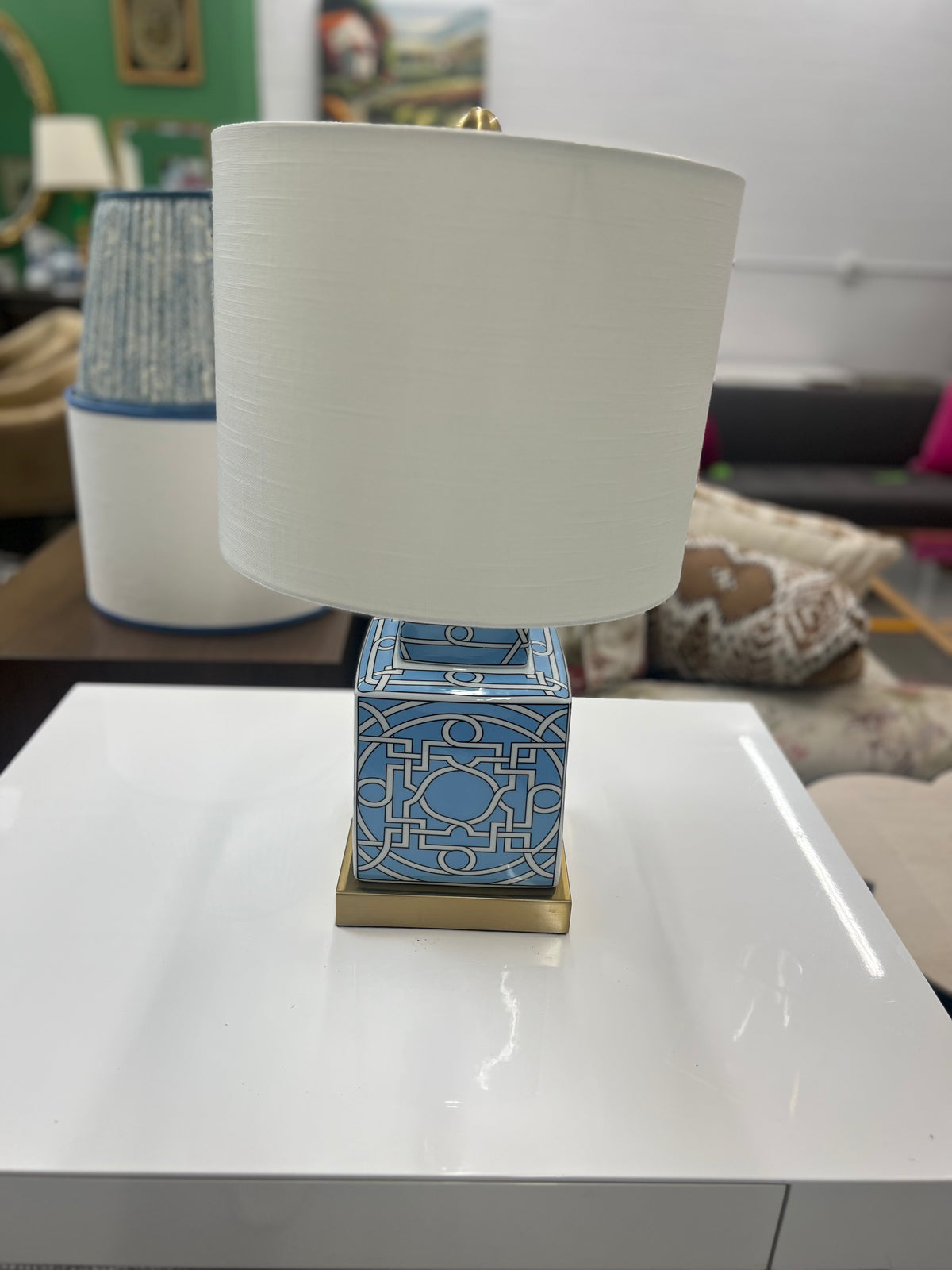 Light Blue Lattice Lamp