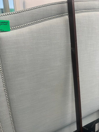 Ethan Allen Blueish/Gray King Bed With Nail Head