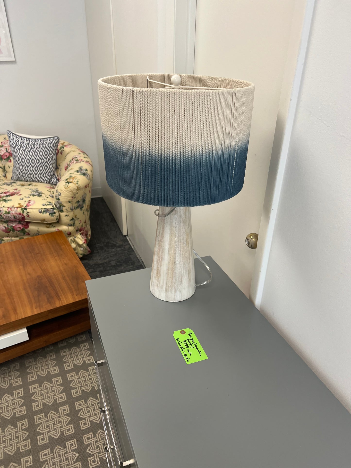 Bleached Wood Lamp With Rope Shade
