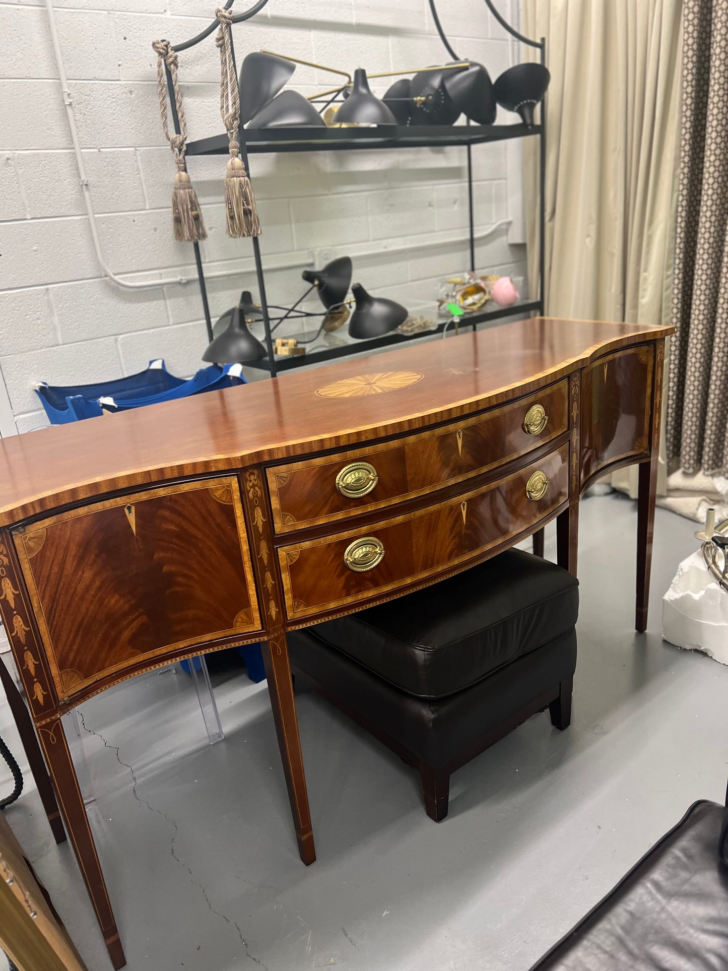 Councill Federal Style Mahogany & Satinwood Serpentine Sideboard