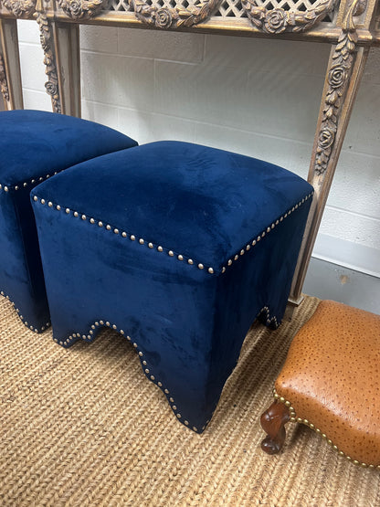 Cobalt Velvet Stool