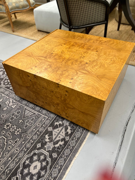 Burled Wood Cube Coffee Table