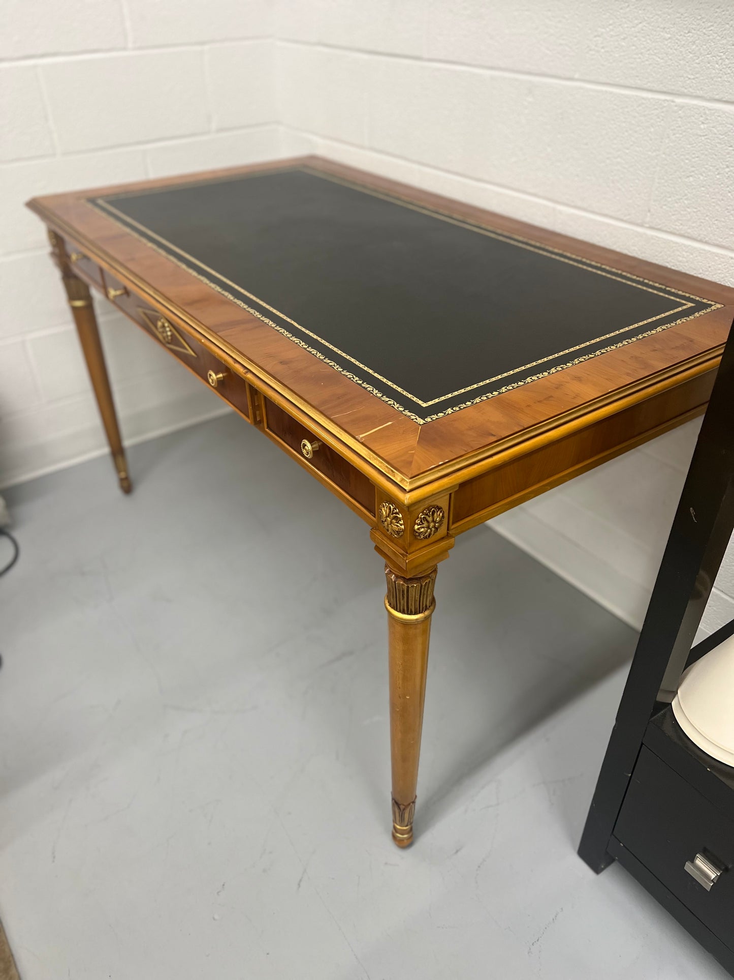 French Louis XVI Style Writing Desk With Leather Top
