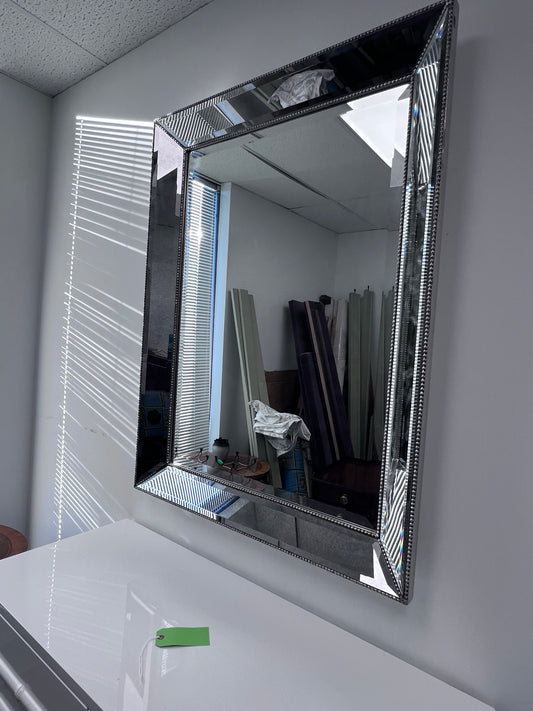 Antique Beveled Beaded Frame Wall Mirror