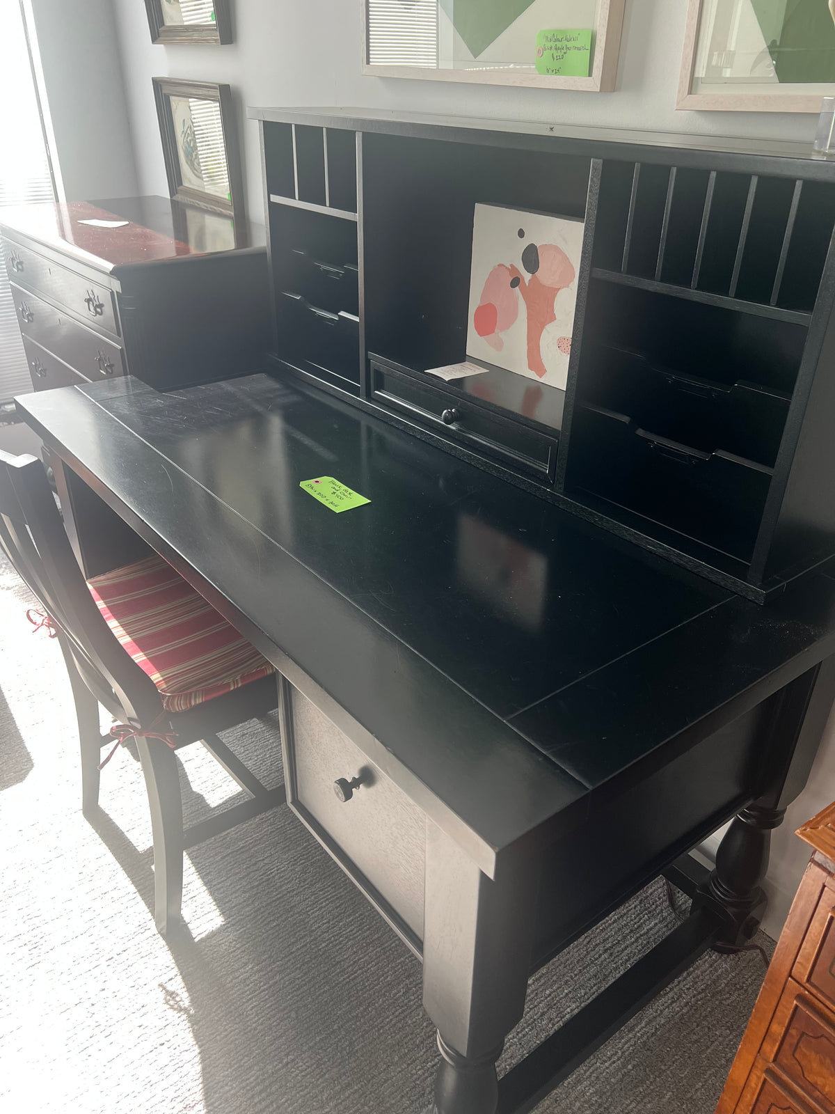 Black Desk And Chair With Detachable Hutch