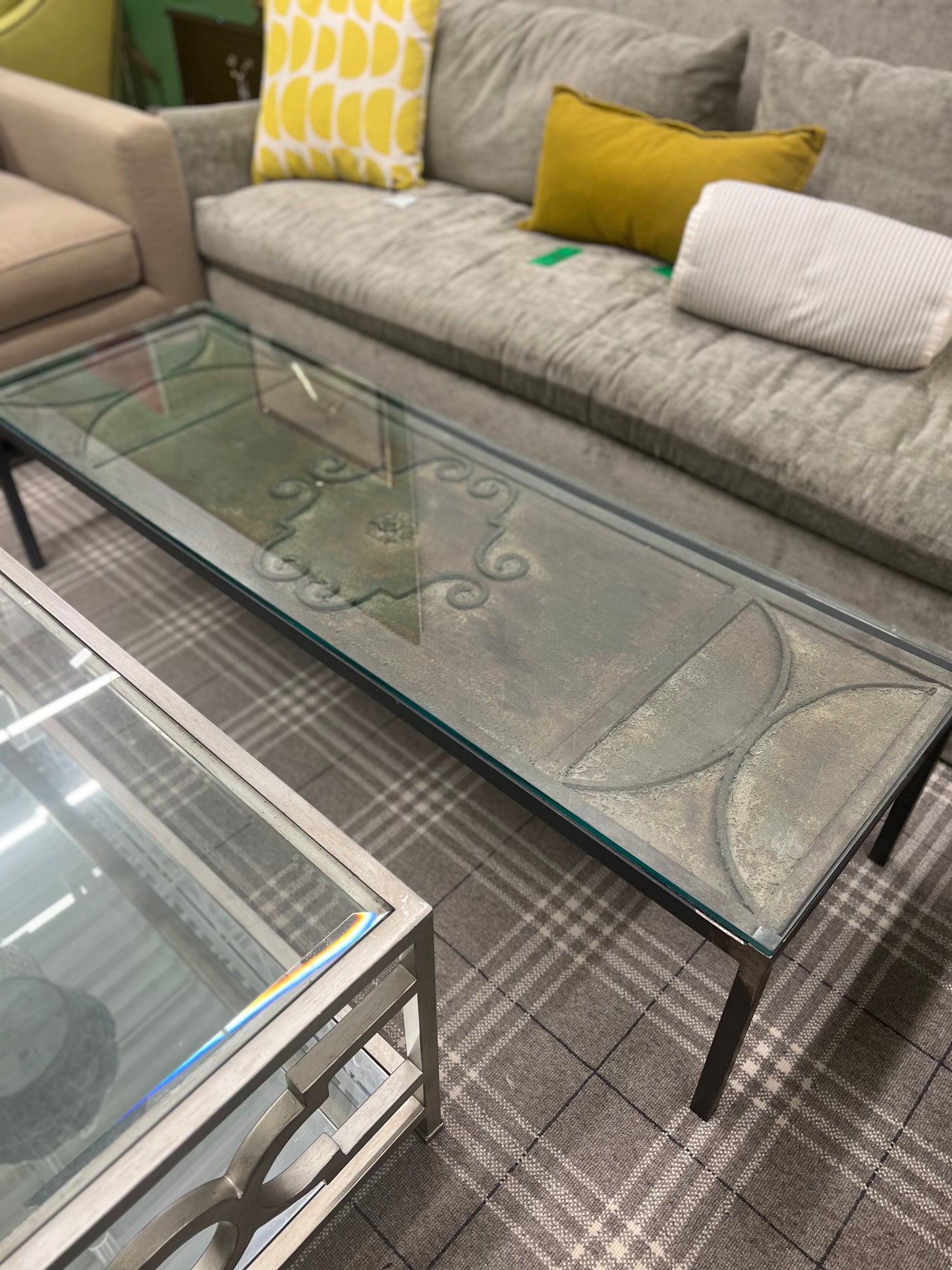French Door Glass Top Coffee Table