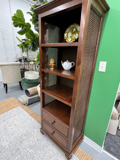 Tall Book Shelf With Cane Sides