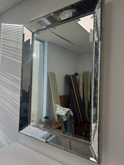 Antique Beveled Beaded Frame Wall Mirror