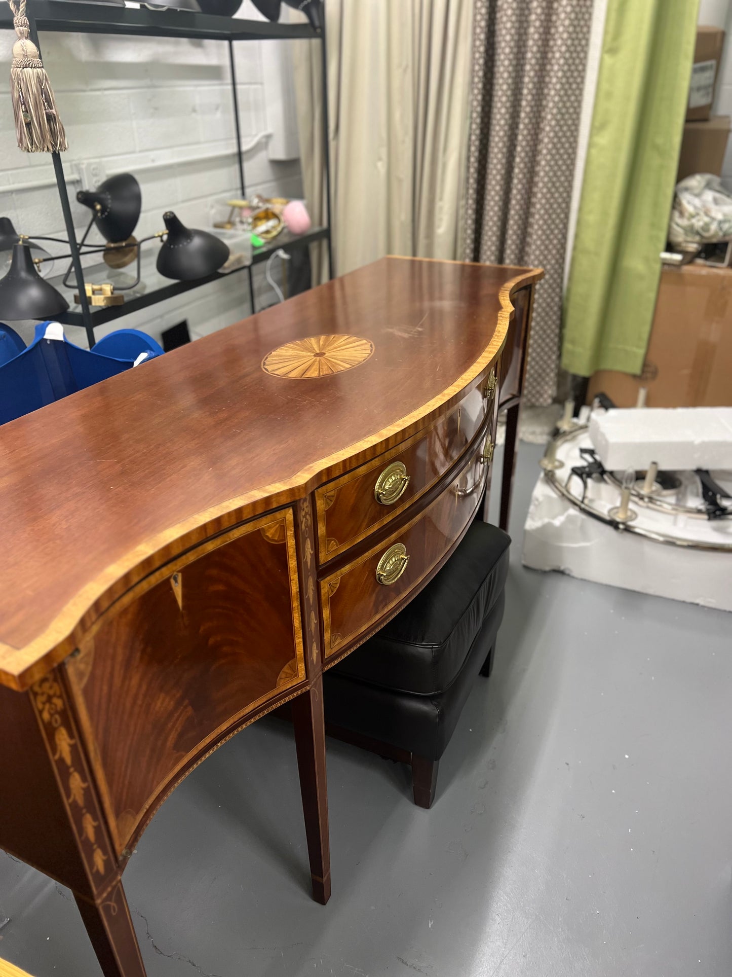 Councill Federal Style Mahogany & Satinwood Serpentine Sideboard
