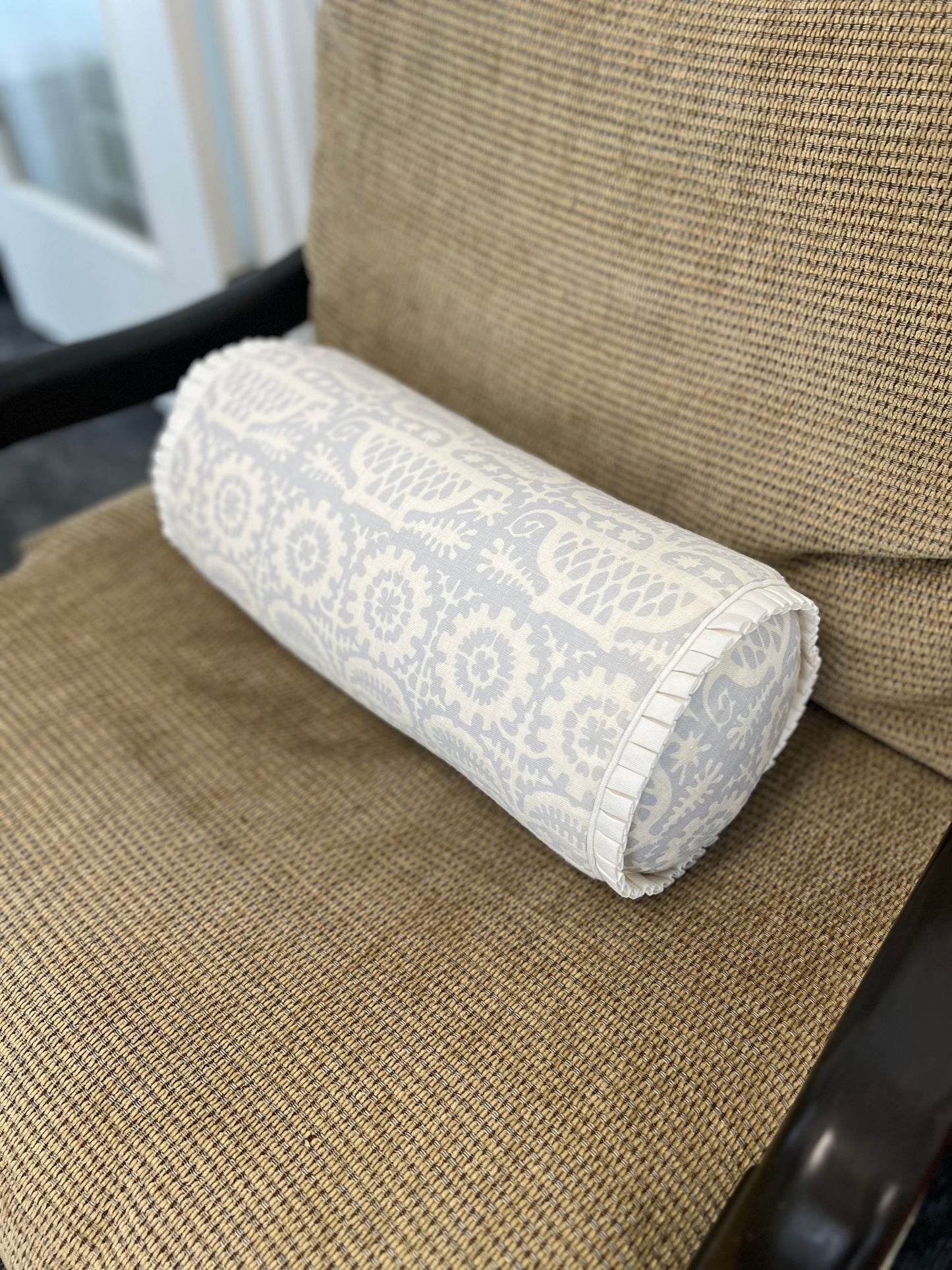 Light Blue And Cream Quadrille Bolster