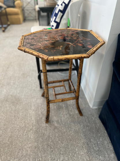English Bamboo Painted Octagon Side Table