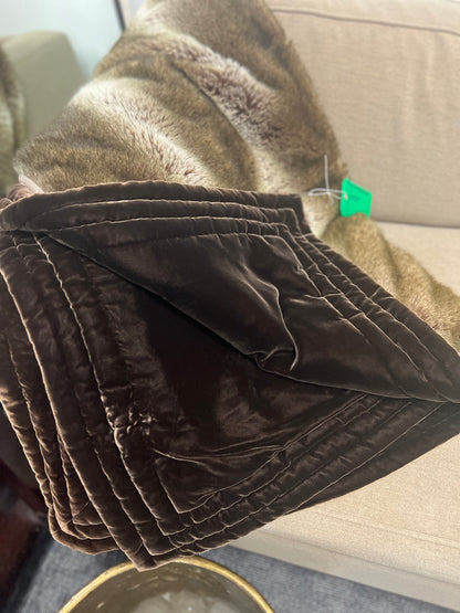 Faux Fur and velvet Brown Throw Blanket