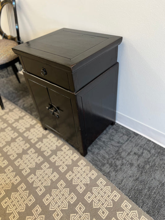 Black Lacquered Asian Influenced Side Table