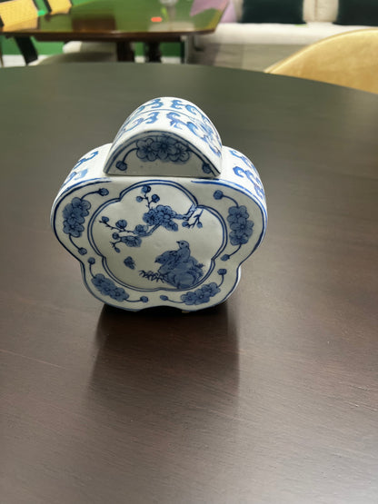 Blue & White Flower Shaped Jar